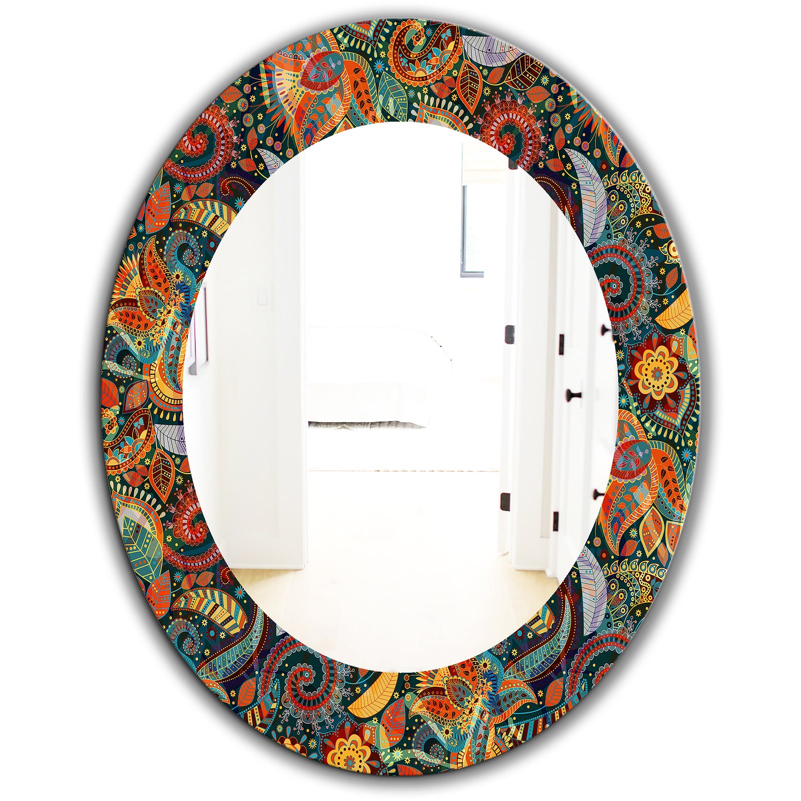 Paisley 4 - Bohemian and Eclectic Mirror - Oval or Round Wall Mirror