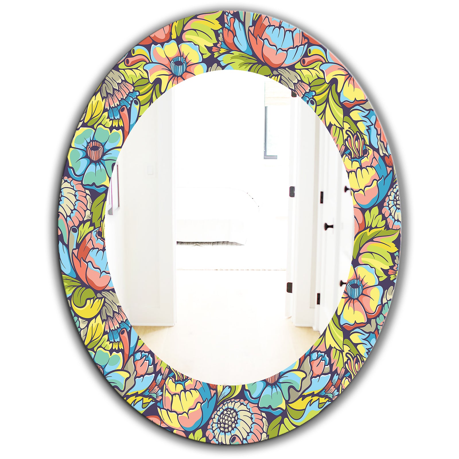Pink Blossom 10 - Traditional Mirror - Oval or Round Wall Mirror