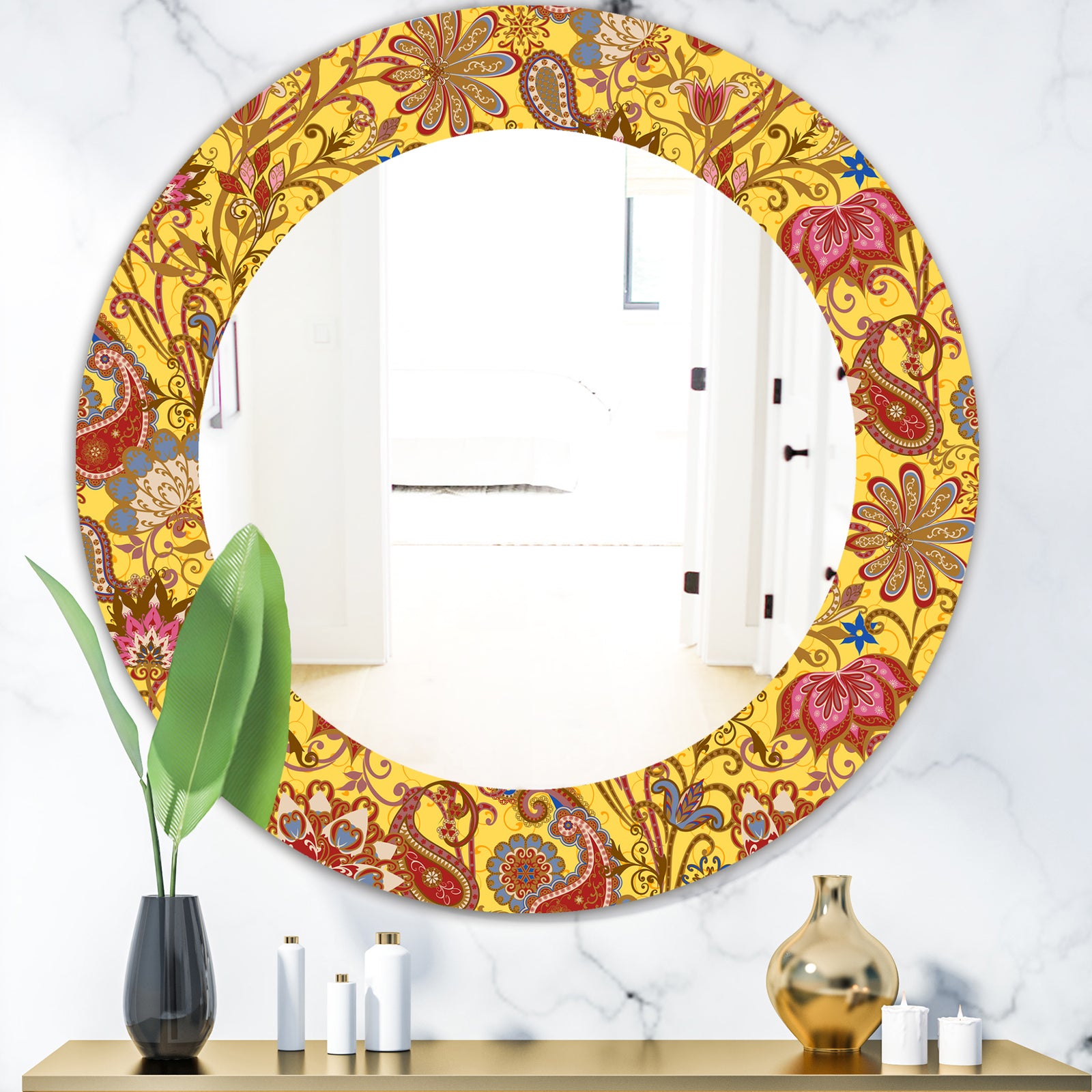 Paisley 5 - Bohemian and Eclectic Mirror - Oval or Round Wall Mirror