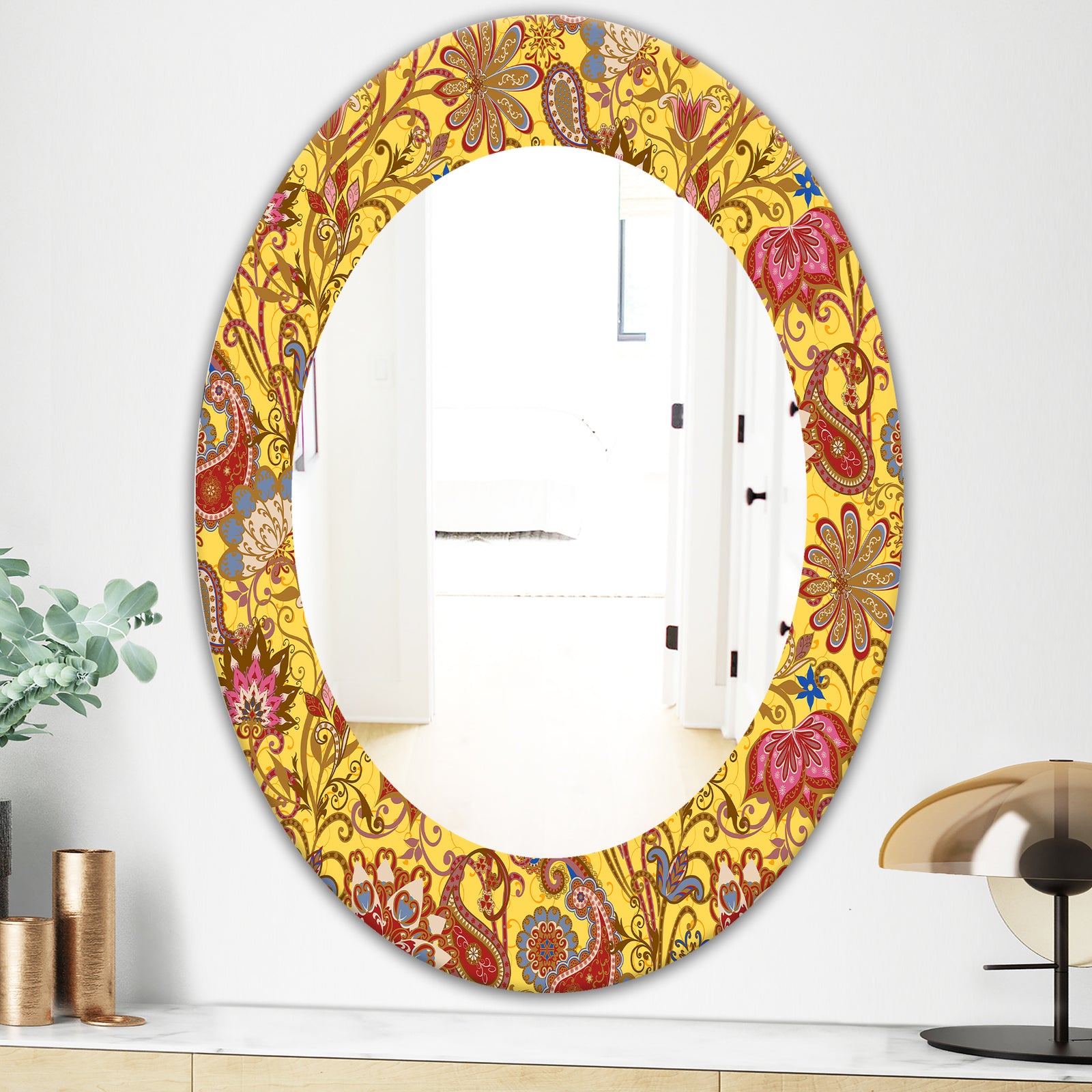 Paisley 5 - Bohemian and Eclectic Mirror - Oval or Round Wall Mirror