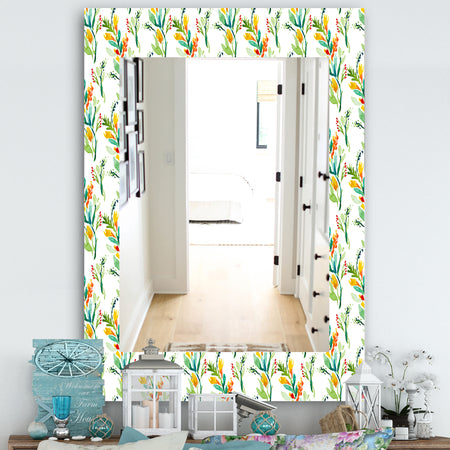Pattern With Watercolor Floral Elements - Farmhouse Mirror - Wall Mirror