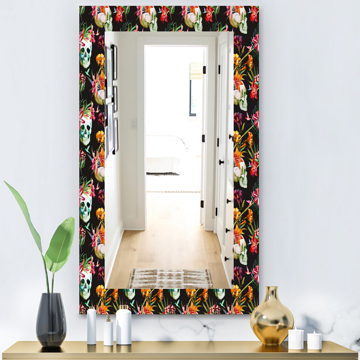 Obsidian Bloom 15 - Bohemian and Eclectic Mirror - Modern Wall Mirror