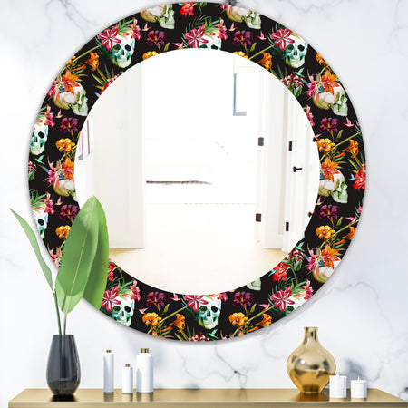 Obsidian Bloom 15 - Bohemian and Eclectic Mirror - Oval or Round Wall Mirror