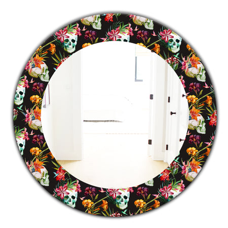 Obsidian Bloom 15 - Bohemian and Eclectic Mirror - Oval or Round Wall Mirror