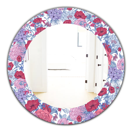 Pink Blossom 20 - Bohemian and Eclectic Mirror - Oval or Round Wall Mirror