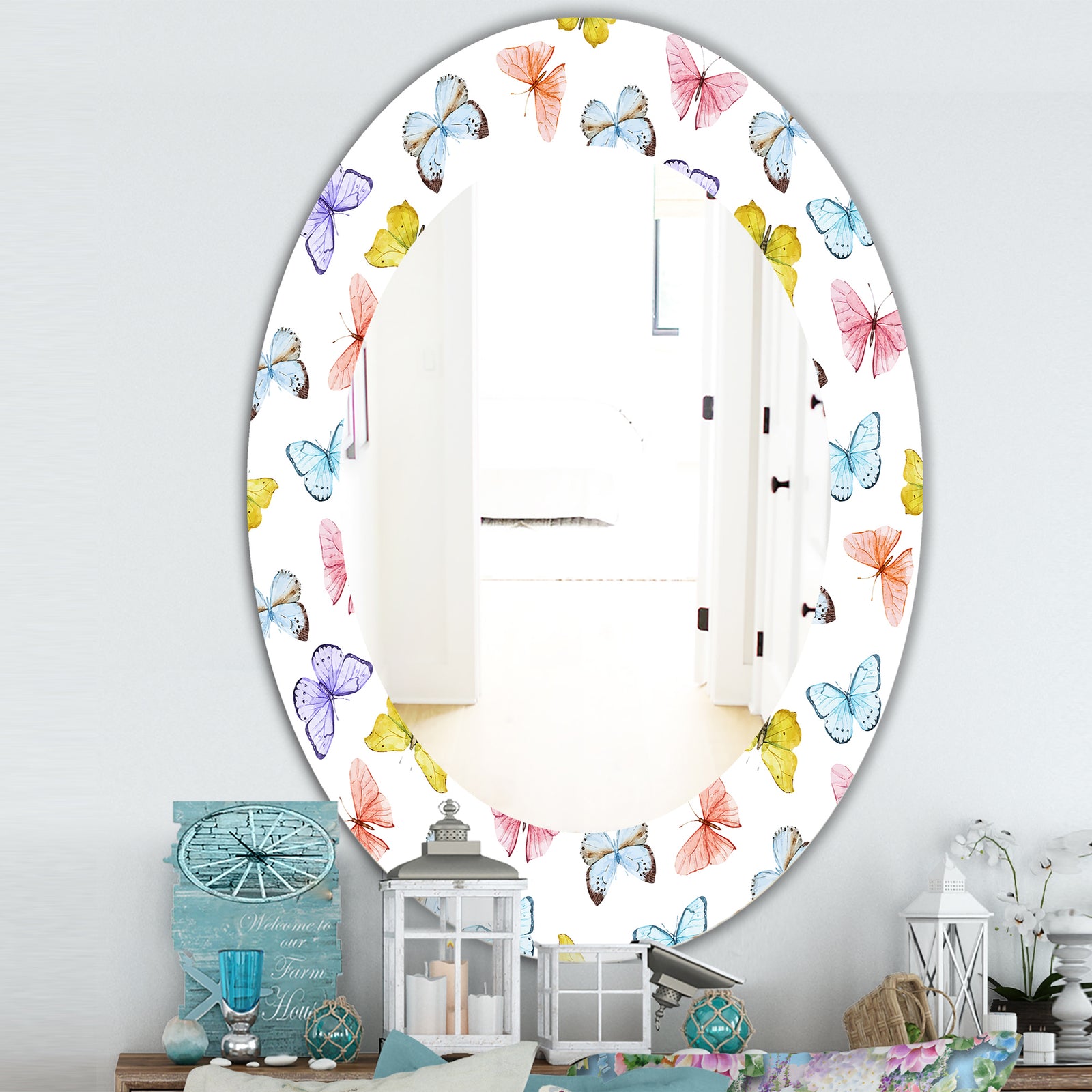 Butterfly 1 - Traditional Mirror - Oval or Round Wall Mirror