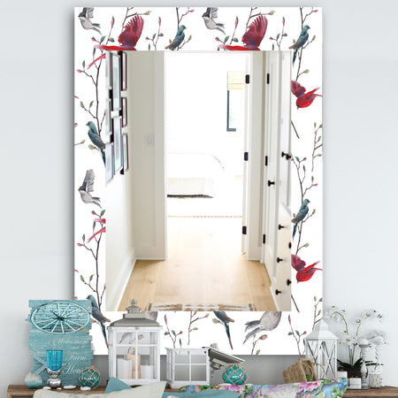 Pattern With Birds - Farmhouse Mirror - Vanity Mirror