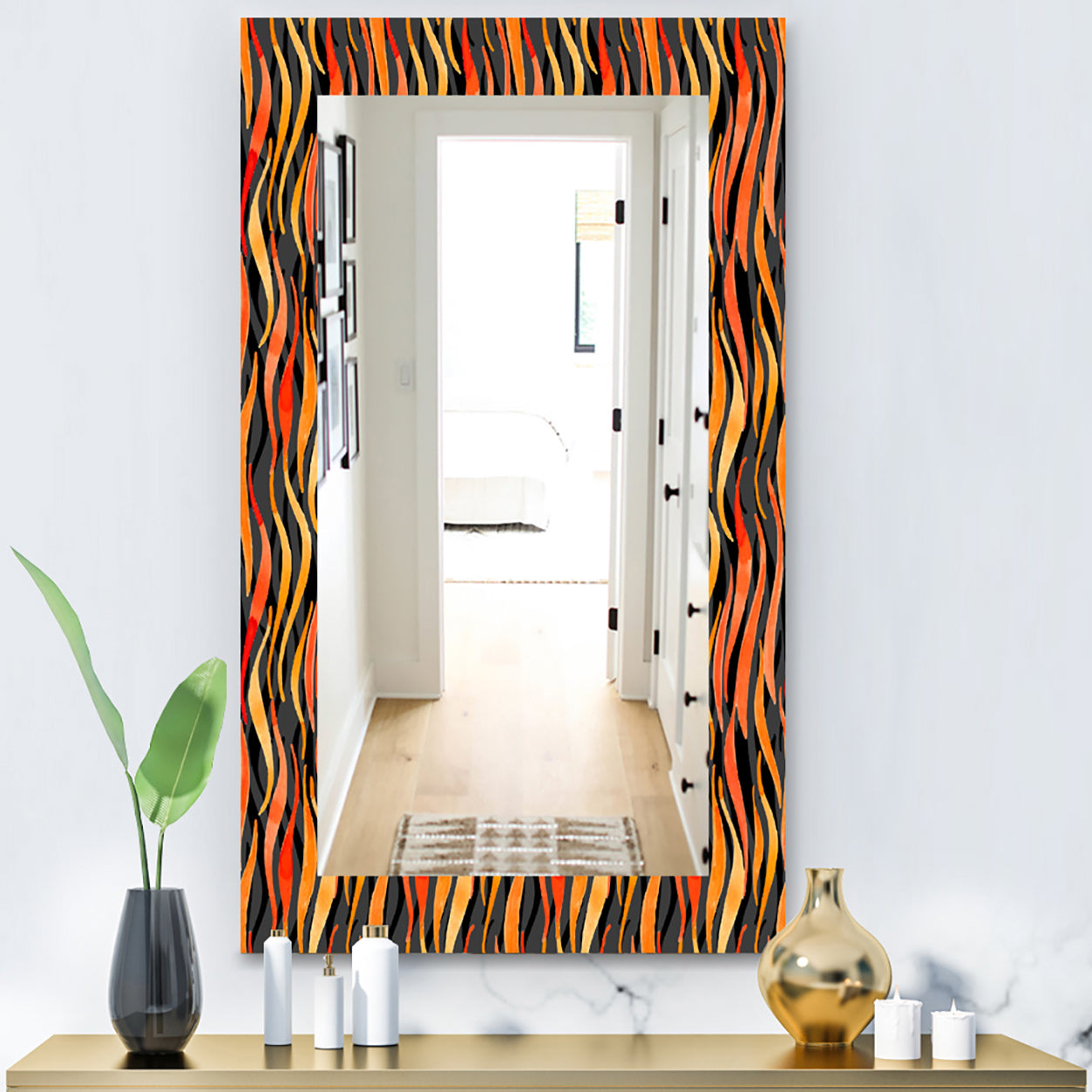 Fire Flame Pattern - Modern Mirror - Wall Mirror