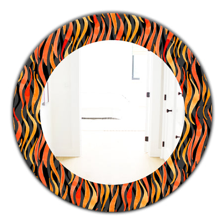 Fire Flame Pattern - Modern Mirror - Oval or Round Wall Mirror