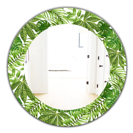 Tropical Mood Foliage 19 - Bohemian and Eclectic Mirror - Oval or Round Wall Mirror