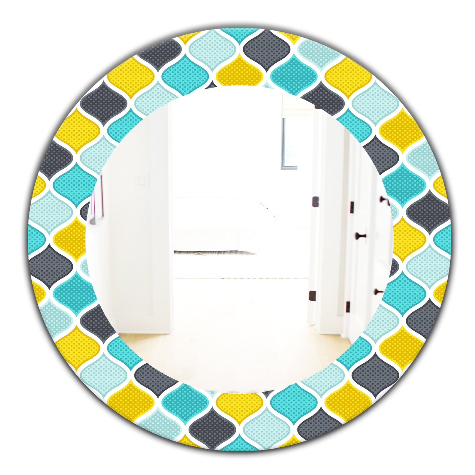 Ornament Geometric Pattern - Bohemian and Eclectic Mirror - Oval or Round Wall Mirror