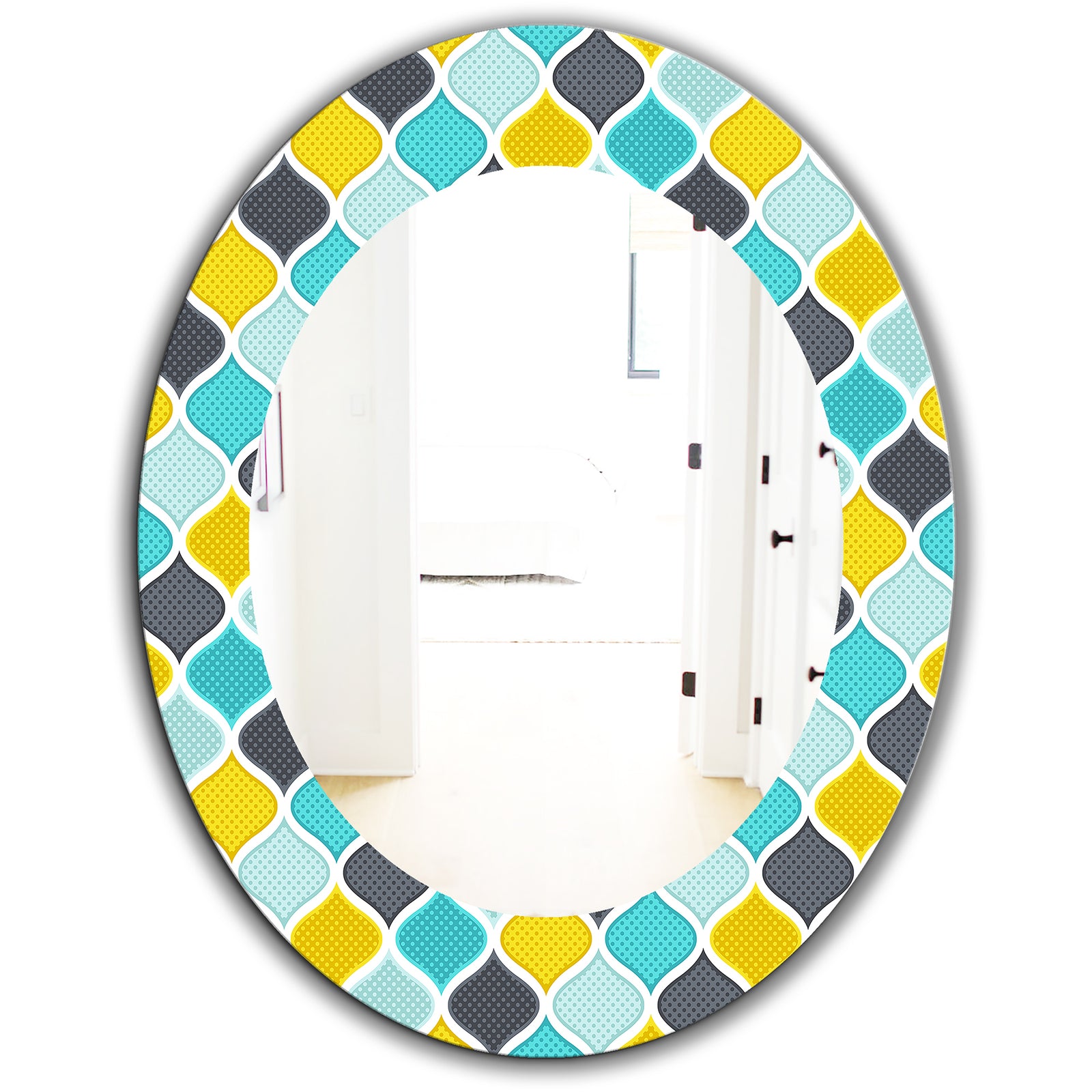 Ornament Geometric Pattern - Bohemian and Eclectic Mirror - Oval or Round Wall Mirror