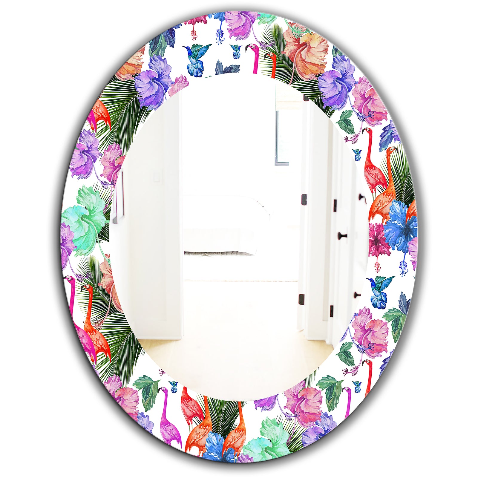 Flamingo 2 - Bohemian and Eclectic Mirror - Oval or Round Wall Mirror