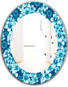 Indigo HawaII Flowers Pattern - Bohemian and Eclectic Mirror - Oval or Round Wall Mirror