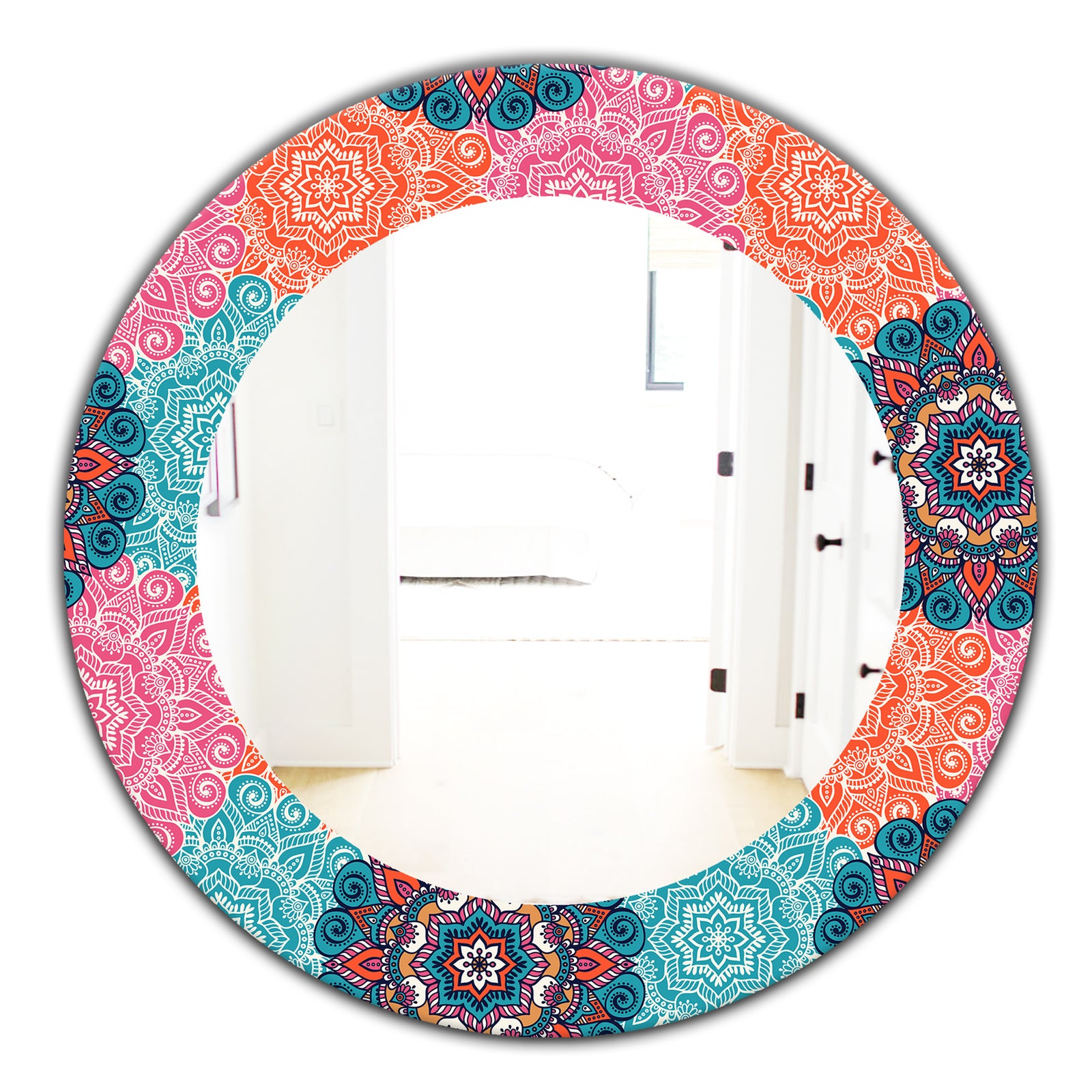 Pink Blossom 21 - Bohemian and Eclectic Mirror - Oval or Round Wall Mirror