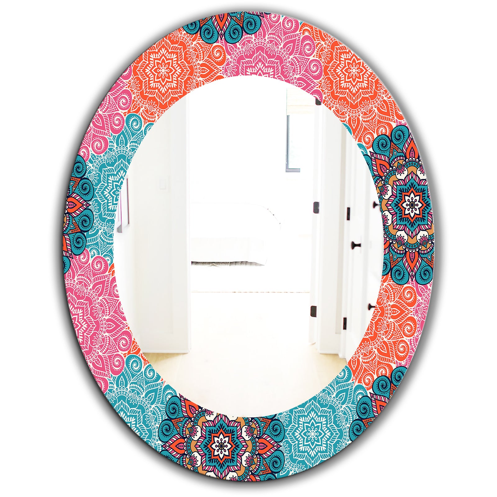Pink Blossom 21 - Bohemian and Eclectic Mirror - Oval or Round Wall Mirror