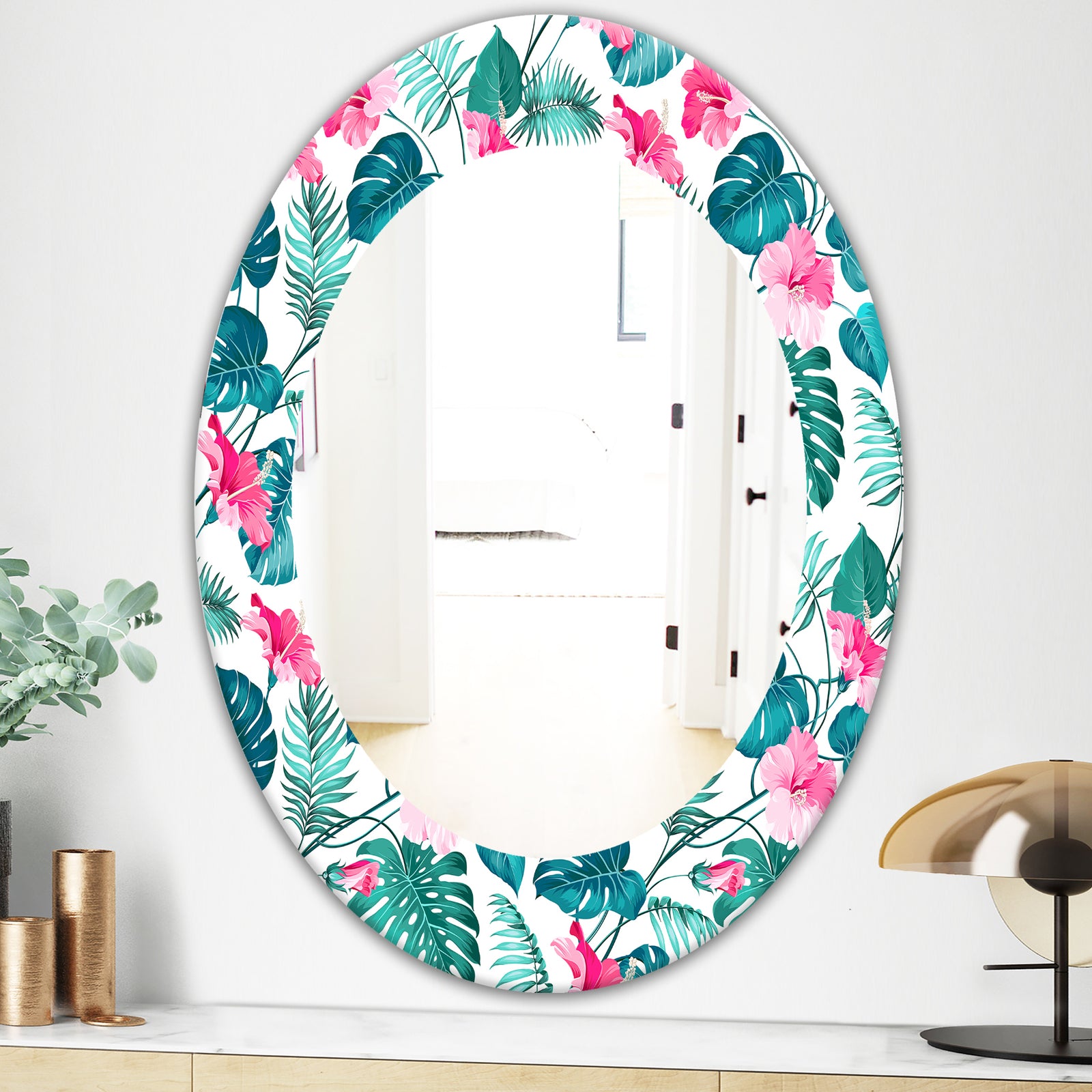Tropical Mood Foliage 20 - Bohemian and Eclectic Mirror - Oval or Round Wall Mirror