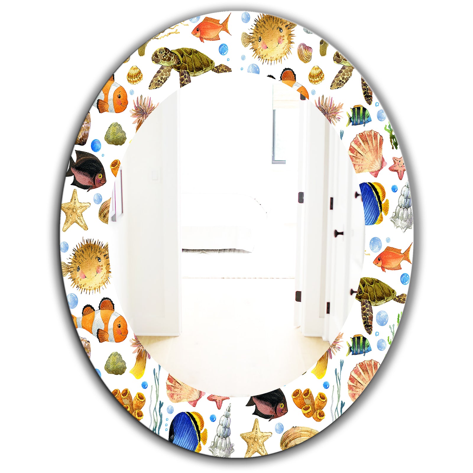 Costal Creatures 12 - Traditional Mirror - Oval or Round Wall Mirror