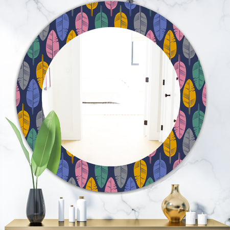 Pattern Of Multicolored Feathers - Bohemian and Eclectic Mirror - Oval or Round Wall Mirror