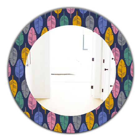 Pattern Of Multicolored Feathers - Bohemian and Eclectic Mirror - Oval or Round Wall Mirror