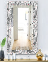 Black & Red Floral Pattern - Bohemian & Eclectic Mirror - Modern Wall Mirror