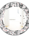 Black & Red Floral Pattern - Bohemian & Eclectic Mirror - Oval or Round Wall Mirror