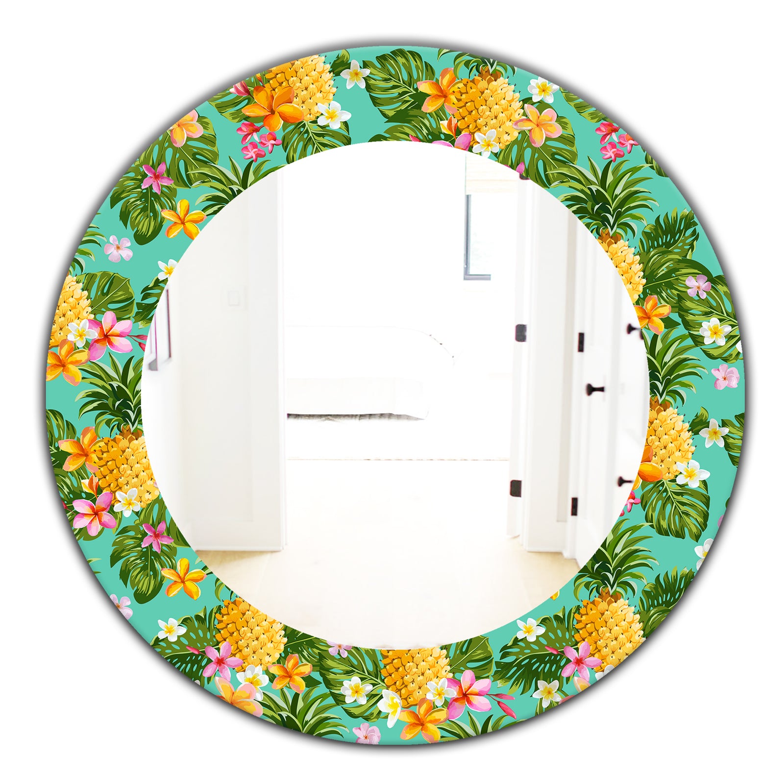 Tropical Mood Pineapple 5 - Bohemian and Eclectic Mirror - Oval or Round Wall Mirror