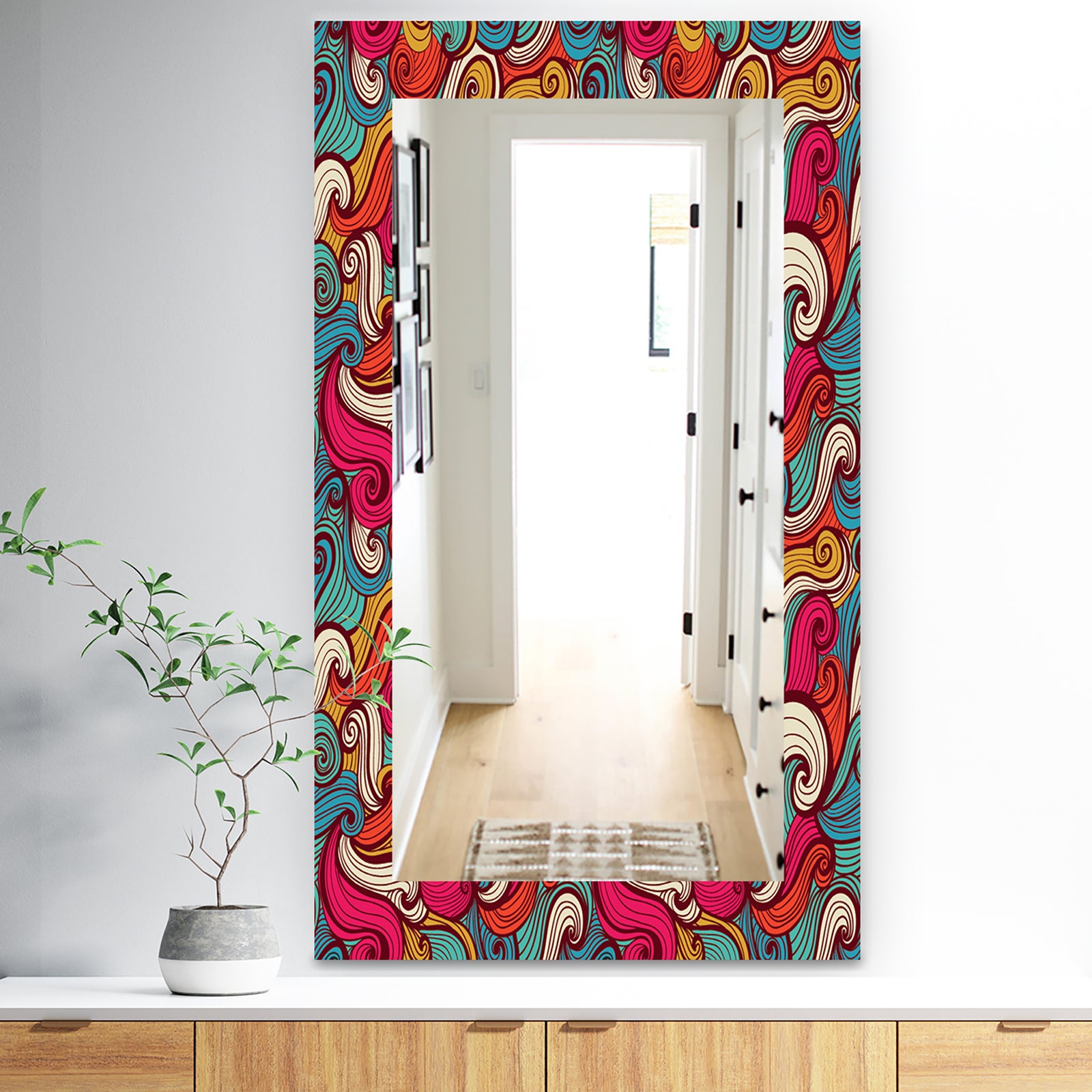 Color Waves Pattern - Traditional Mirror - Vanity Mirror