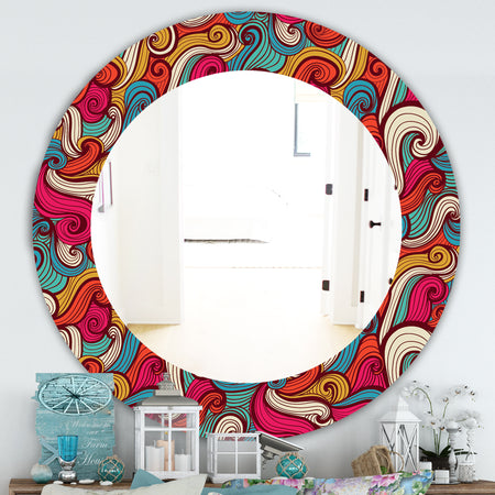 Color Waves Pattern - Traditional Mirror - Oval or Round Wall Mirror