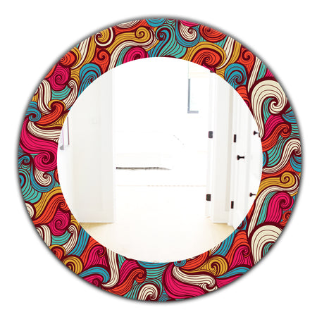 Color Waves Pattern - Traditional Mirror - Oval or Round Wall Mirror