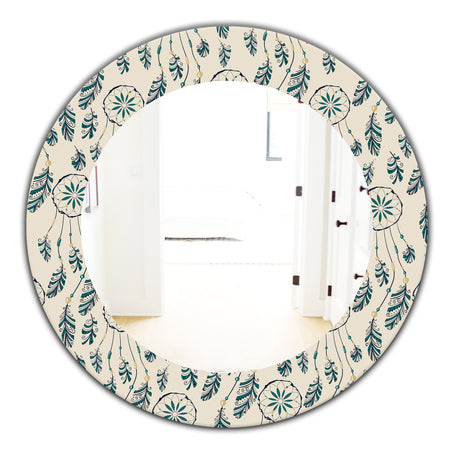 Feathers 24 - Bohemian and Eclectic Mirror - Oval or Round Wall Mirror