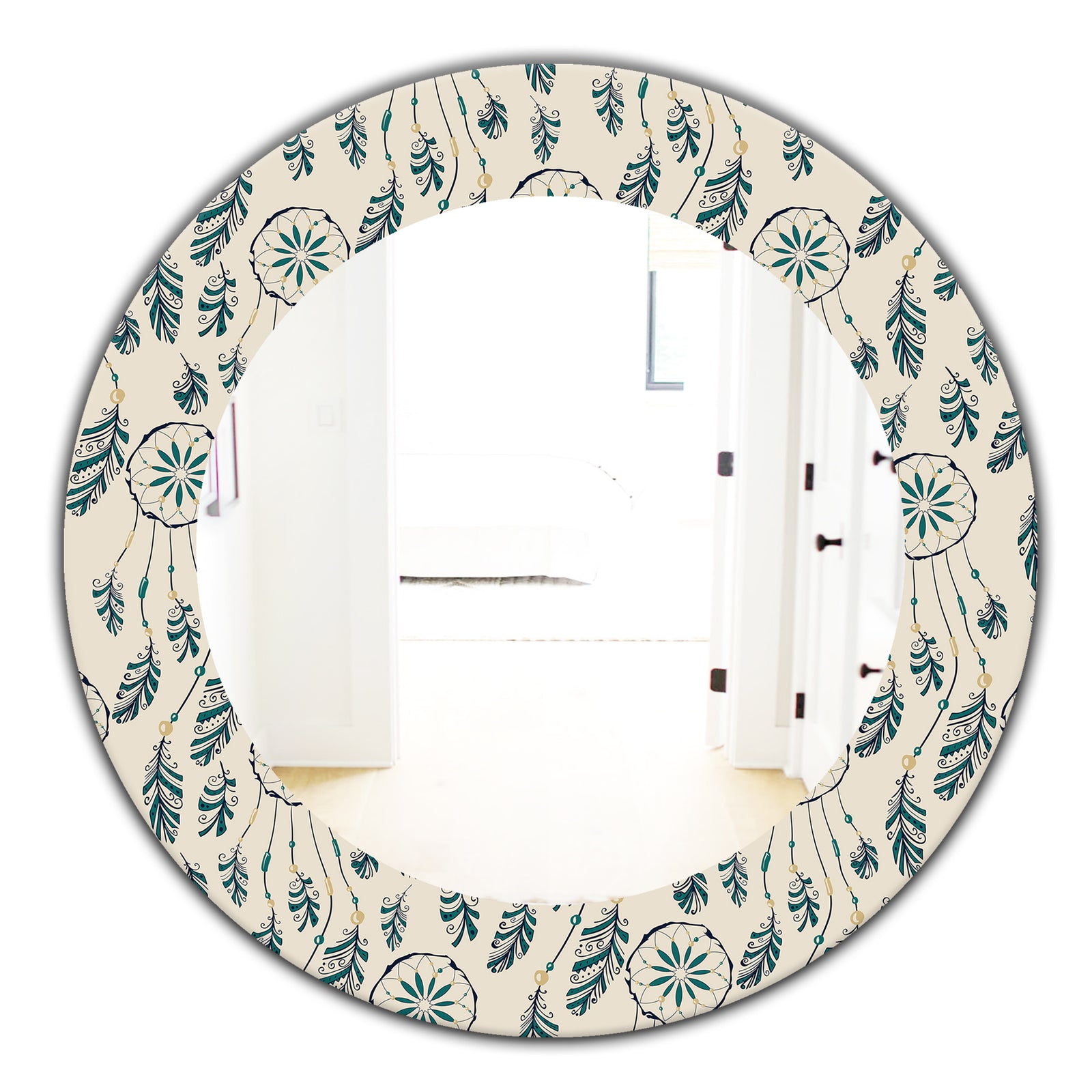 Feathers 24 - Bohemian and Eclectic Mirror - Oval or Round Wall Mirror