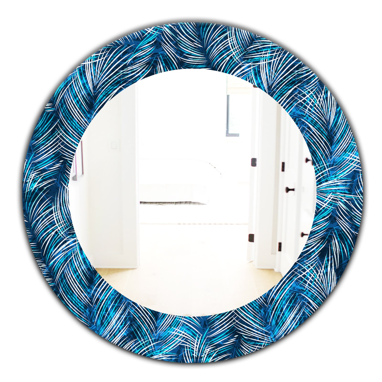 Tropical Palm Leaves - Bohemian and Eclectic Mirror - Oval or Round Wall Mirror