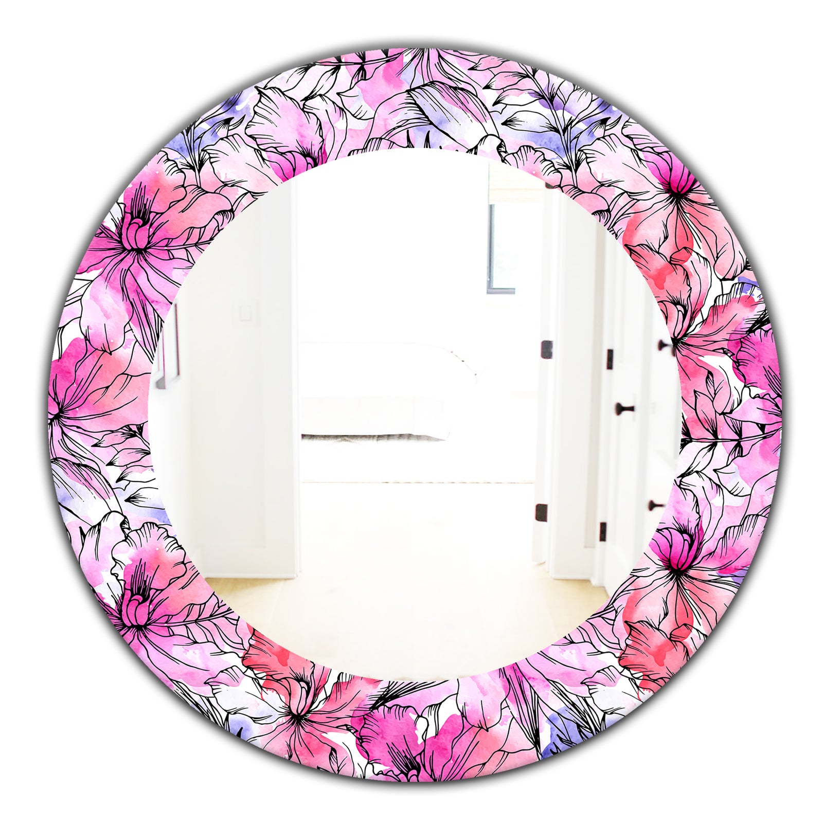 Pink Blossom 22 - Modern Mirror - Oval or Round Wall Mirror