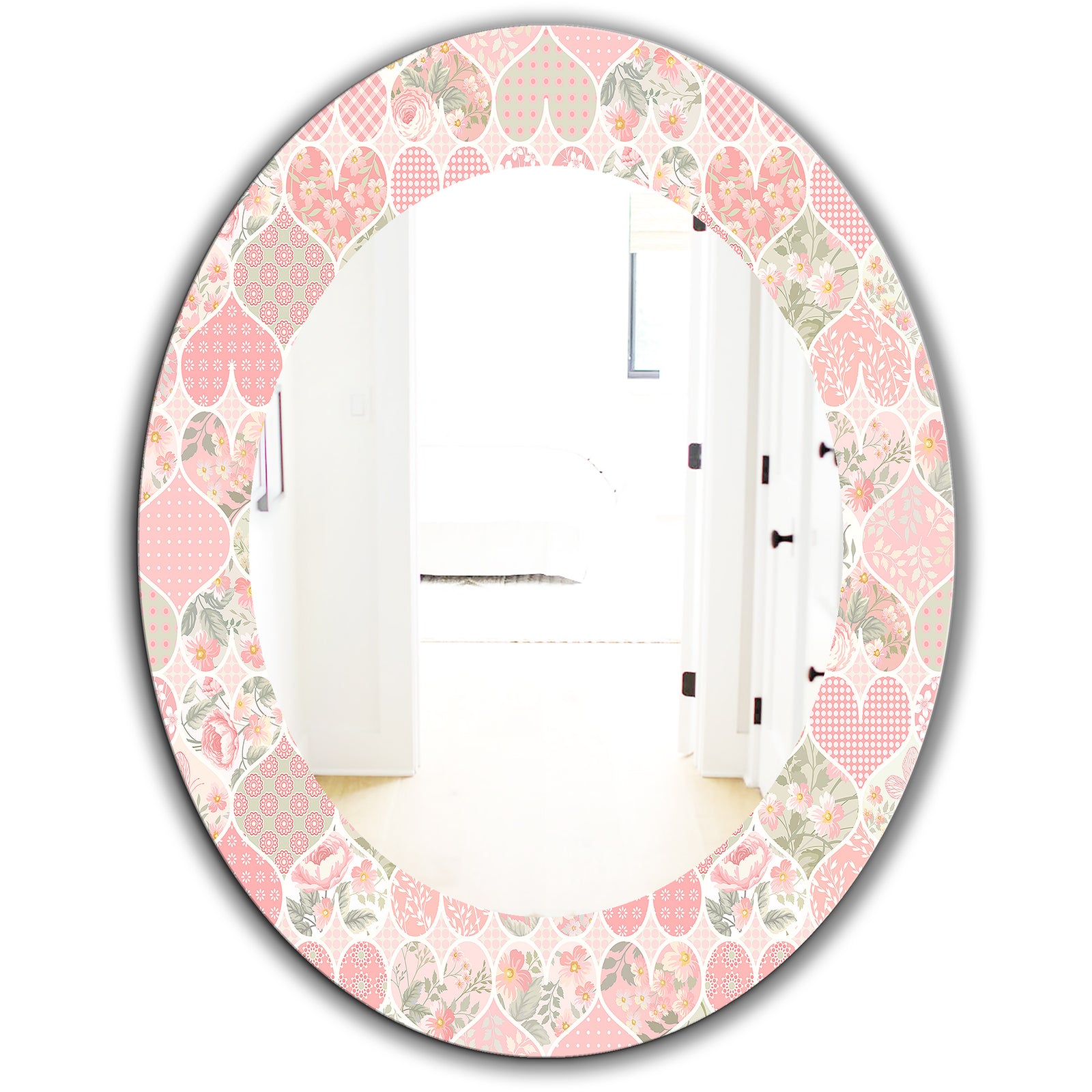 Pink Blossom 23 - Traditional Mirror - Oval or Round Wall Mirror