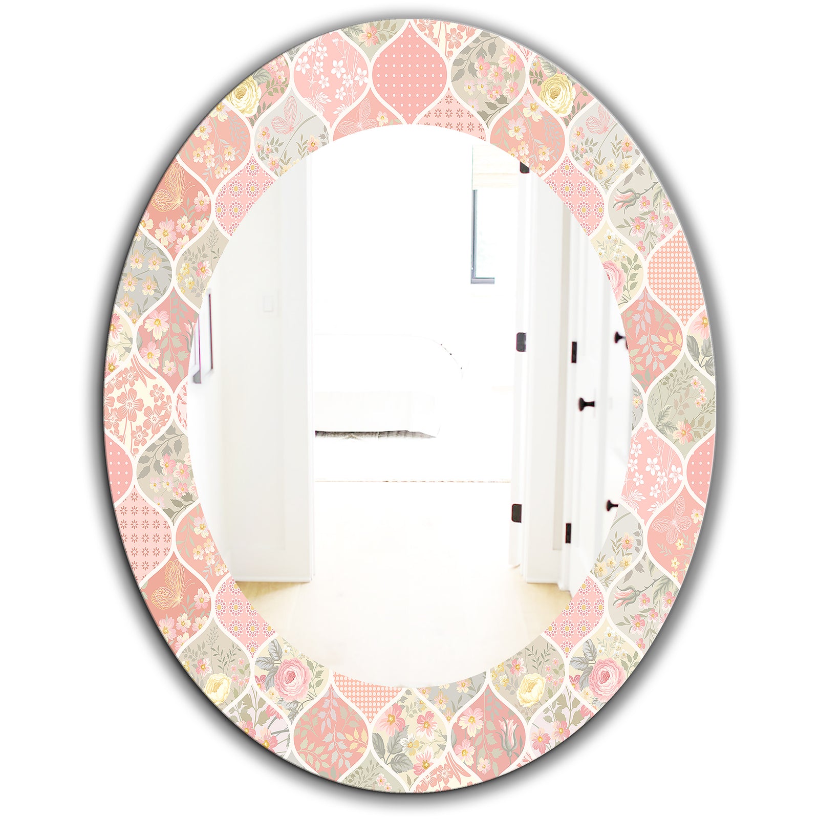 Pink Blossom 24 - Traditional Mirror - Oval or Round Wall Mirror