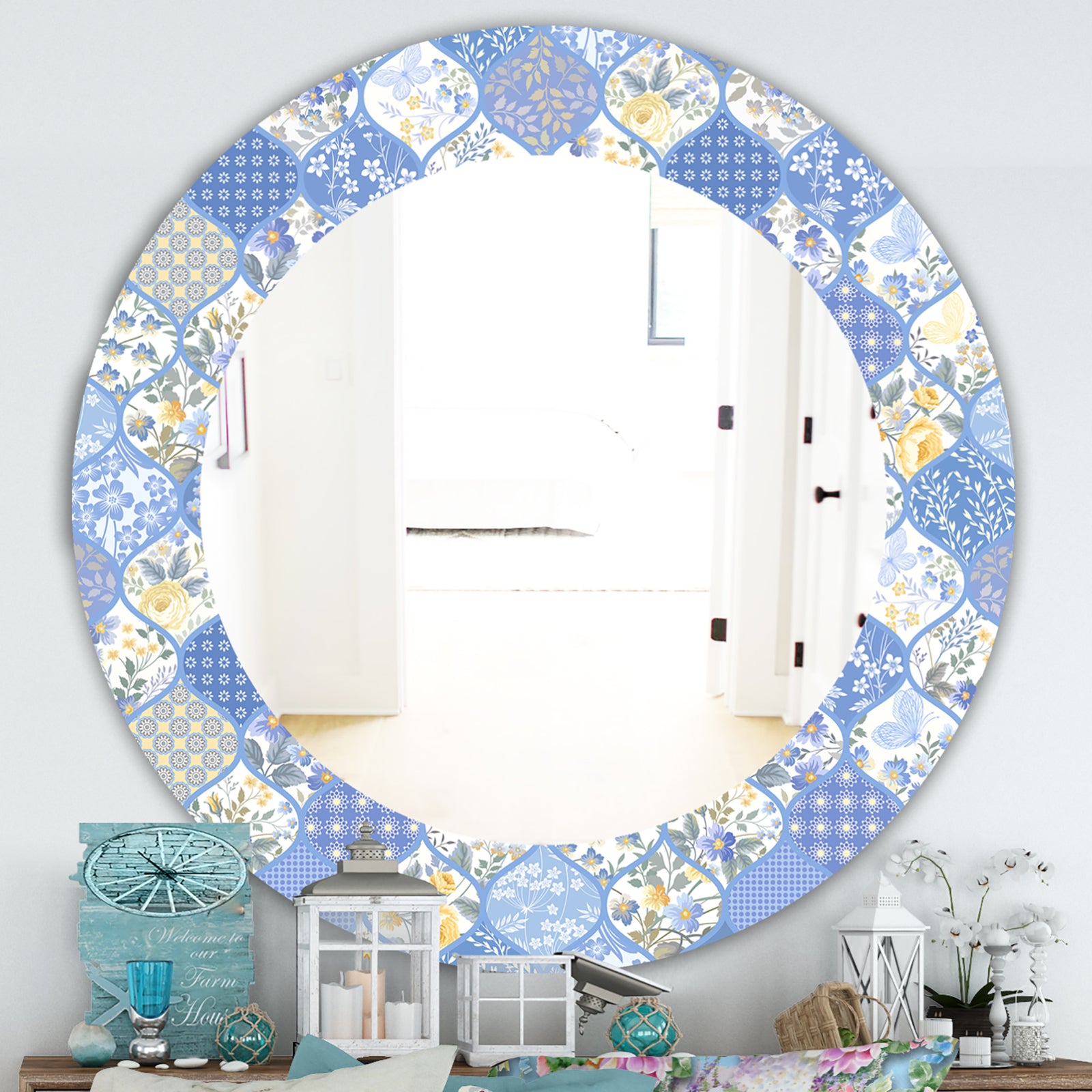 Floral Dew 8 - Traditional Mirror - Oval or Round Wall Mirror