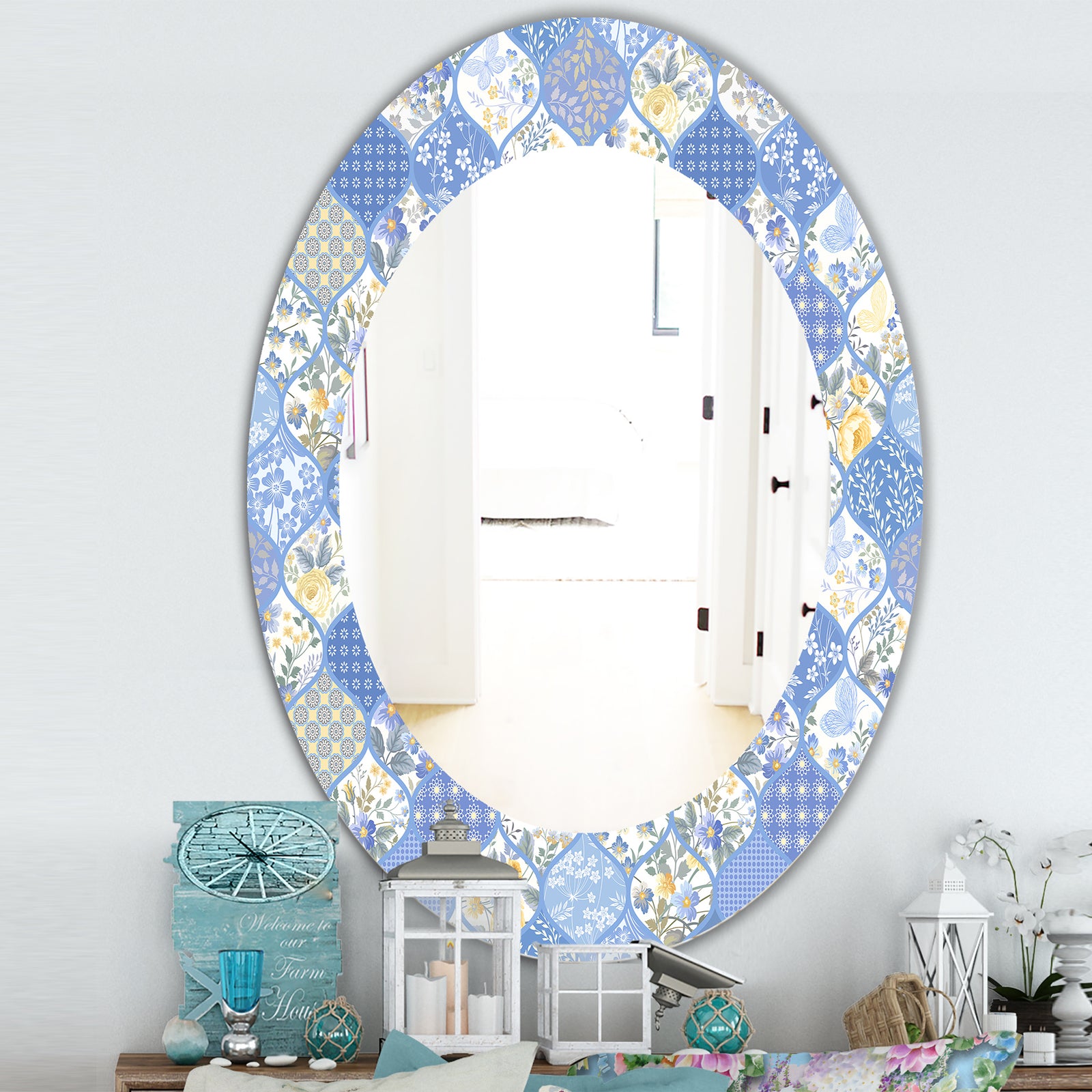 Floral Dew 8 - Traditional Mirror - Oval or Round Wall Mirror