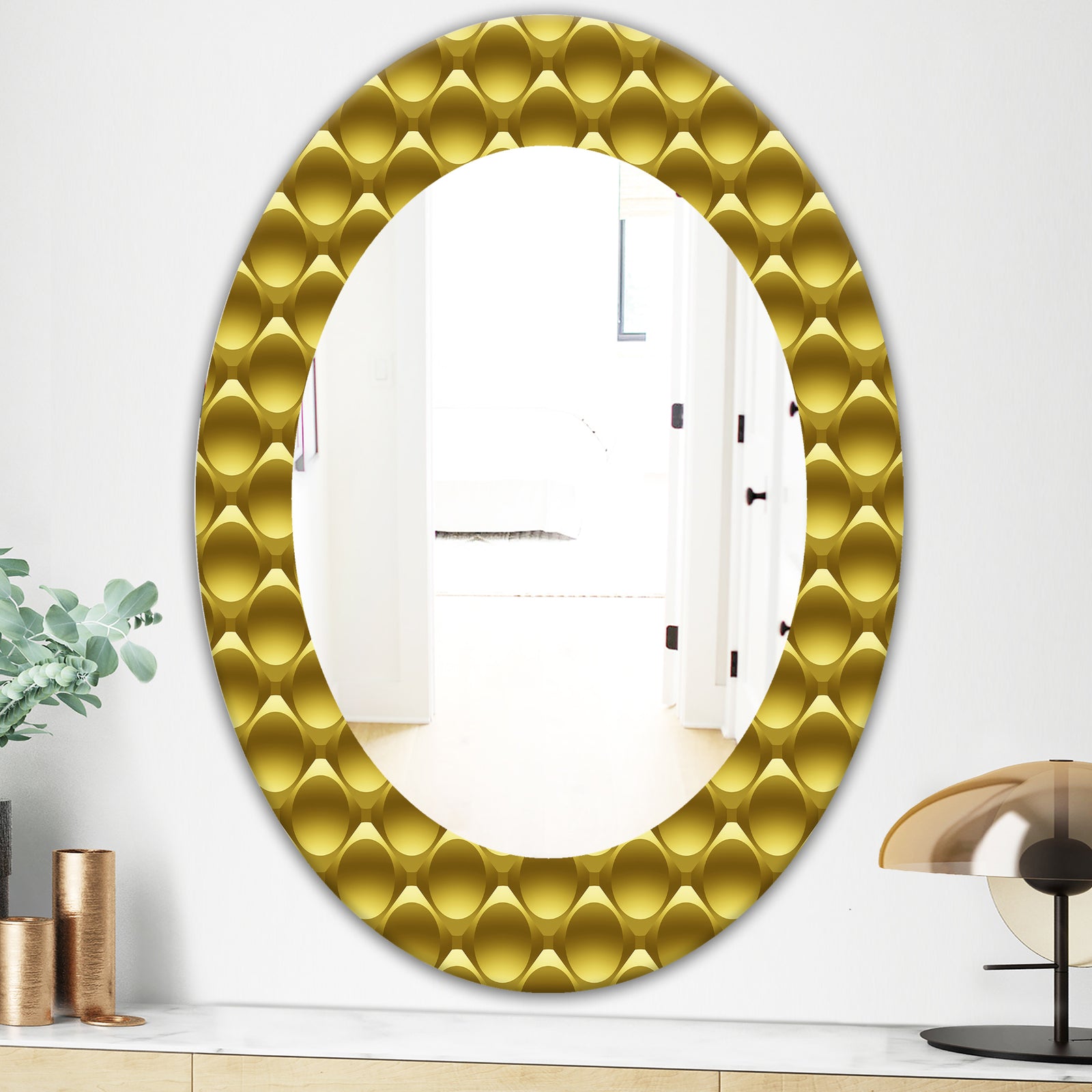 Yellow Moods 20 - Glam Wall Mirror - Oval or Round Wall Mirror