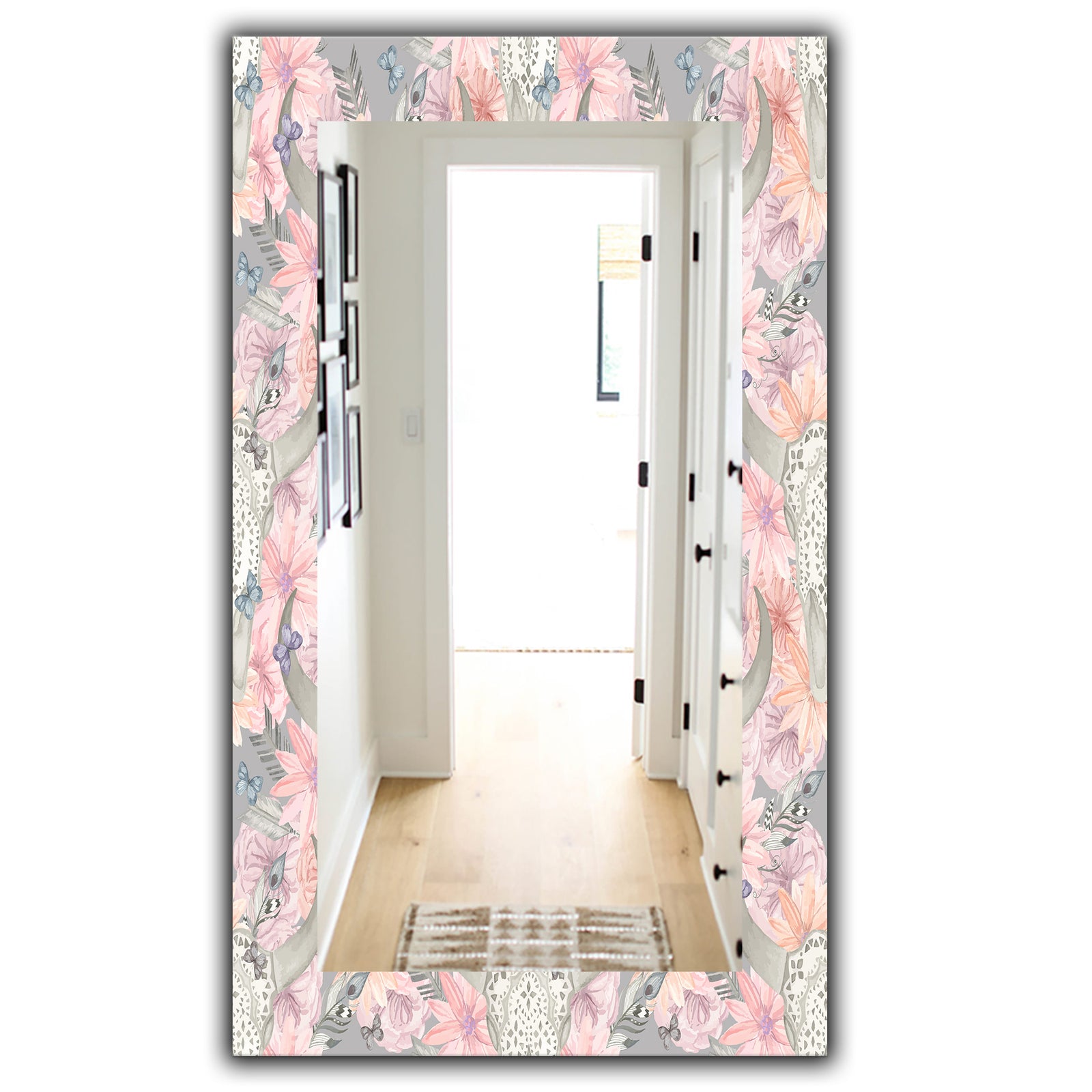 Pink Blossom 25 - Bohemian and Eclectic Mirror - Modern Wall Mirror