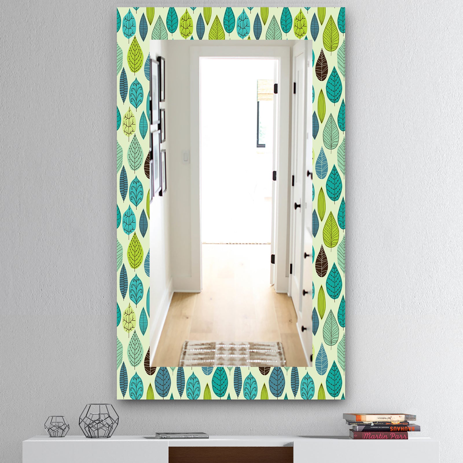 Texture With Leaf - Mid-Century Mirror - Wall Mirror