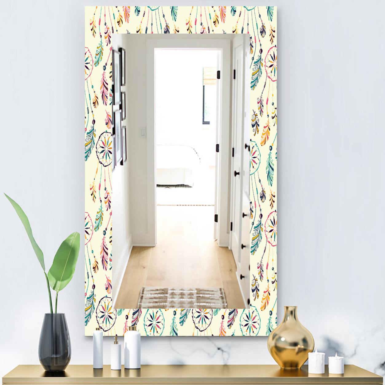 Feathers 25 - Bohemian and Eclectic Mirror - Vanity Mirror