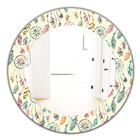 Feathers 25 - Bohemian and Eclectic Mirror - Oval or Round Wall Mirror