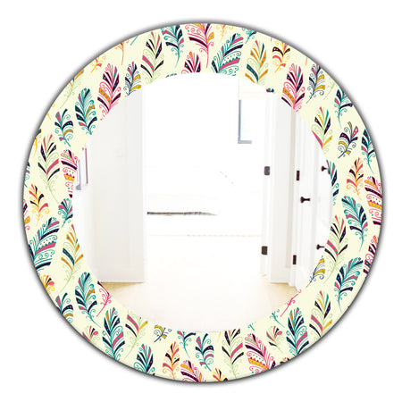 Feathers 26 - Bohemian and Eclectic Mirror - Oval or Round Wall Mirror