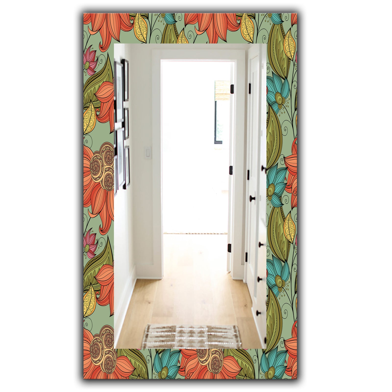 Colorful Floral Pattern I - Bohemian and Eclectic Mirror - Modern Wall Mirror