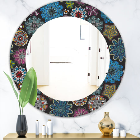 Ornate Floral Texture - Bohemian and Eclectic Mirror - Oval or Round Wall Mirror