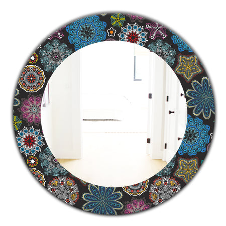 Ornate Floral Texture - Bohemian and Eclectic Mirror - Oval or Round Wall Mirror