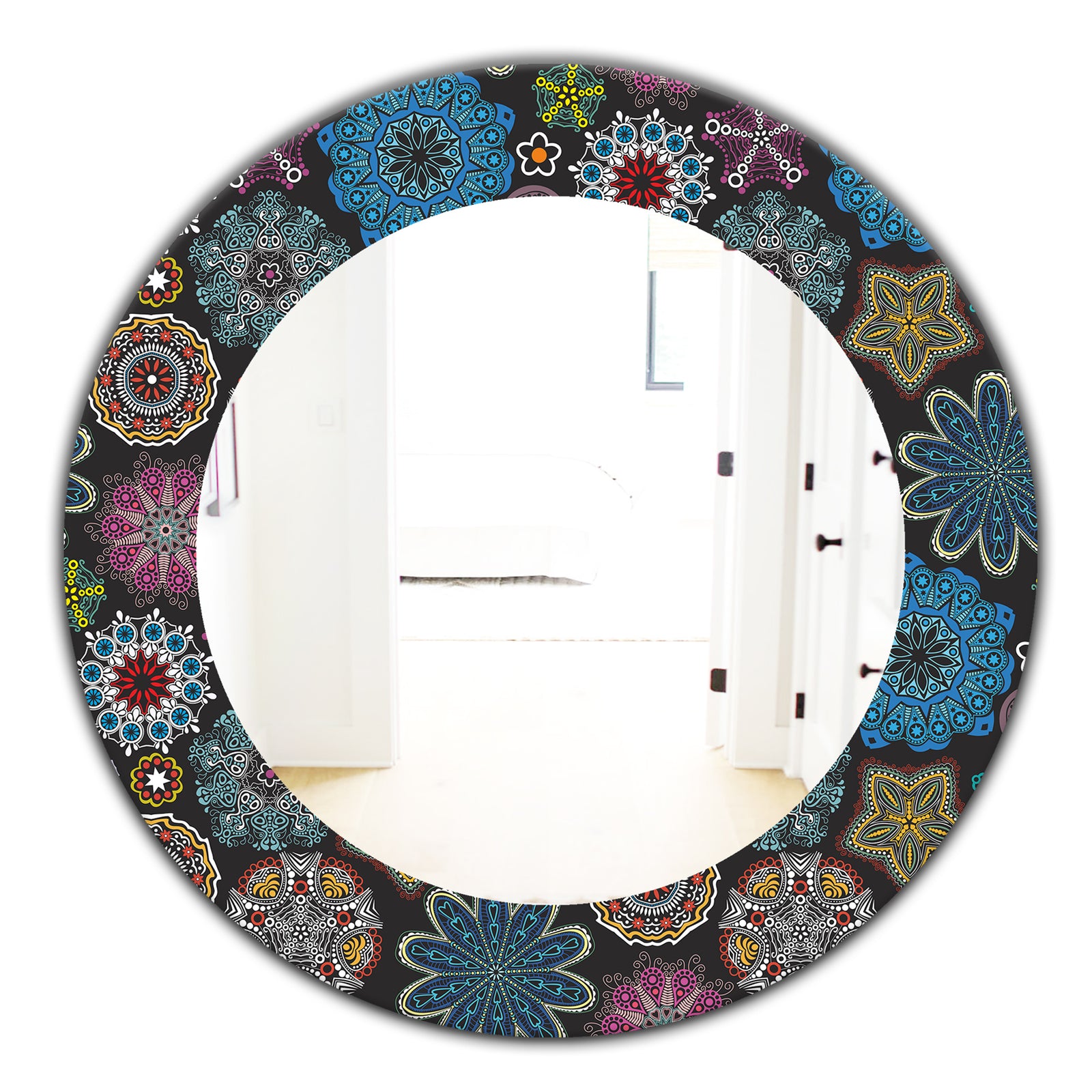 Ornate Floral Texture - Bohemian and Eclectic Mirror - Oval or Round Wall Mirror