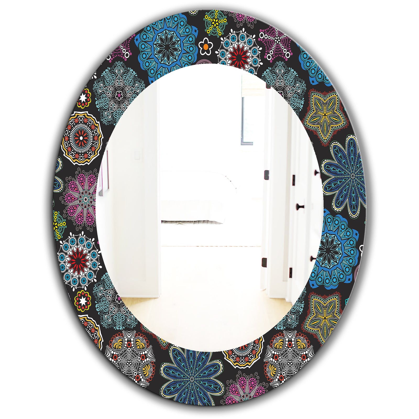 Ornate Floral Texture - Bohemian and Eclectic Mirror - Oval or Round Wall Mirror