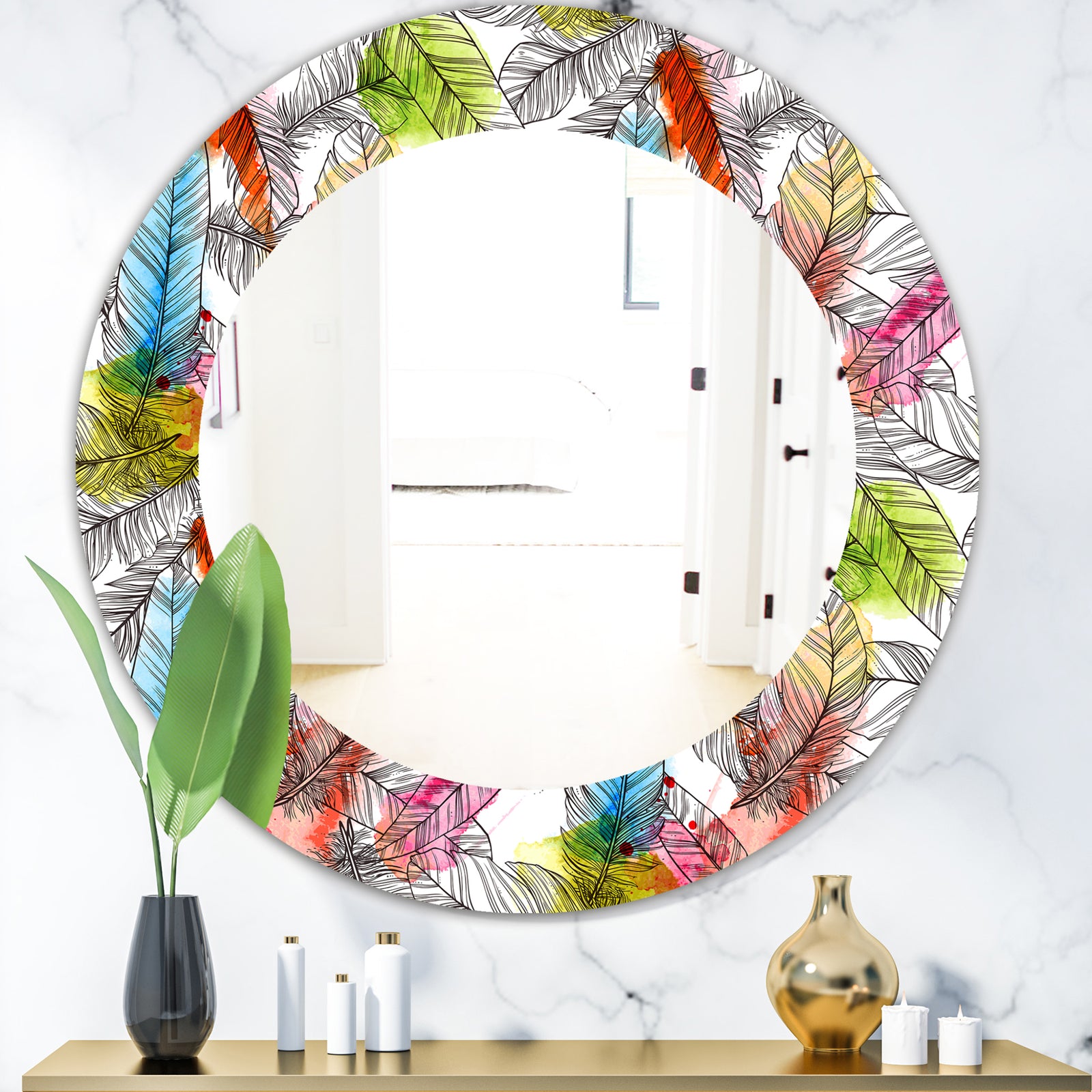 Tropical Mood Bright 6 - Bohemian and Eclectic Mirror - Oval or Round Wall Mirror